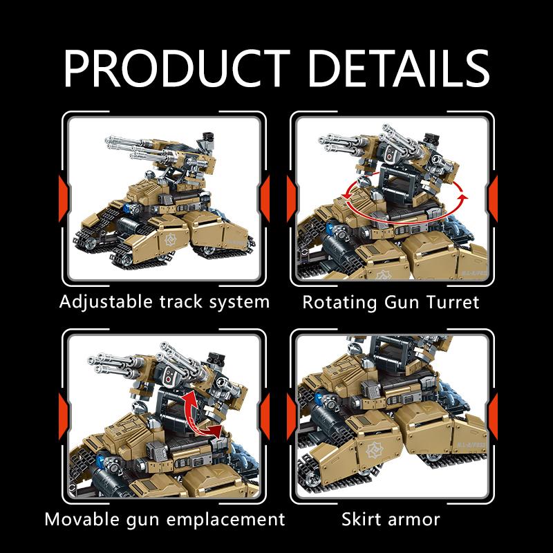 SEMBO BLOCK The Wandering Earth Series  Building  Block Military  Series Machine Gun Tank Model Brick Ornaments  Boys Toys Gifts