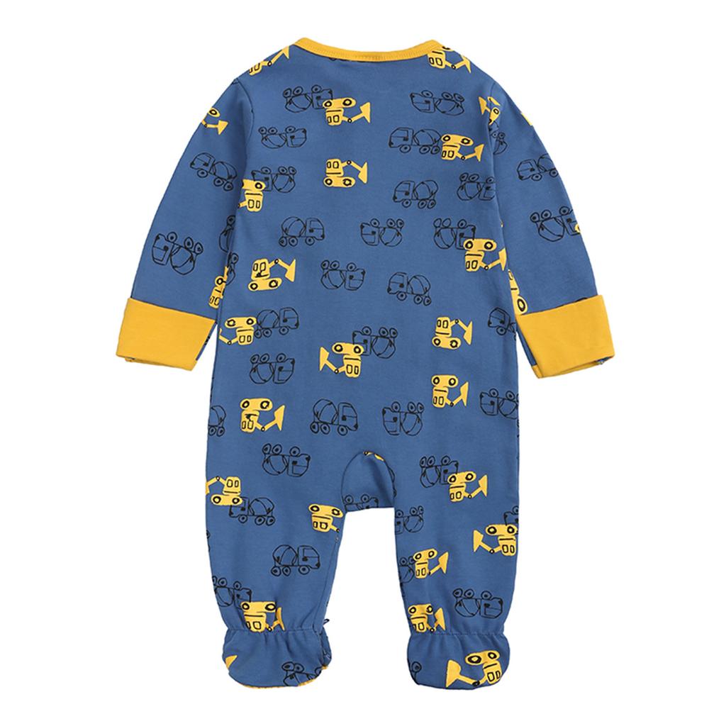 Newborn Baby Boys Girls Cartoon Romper Zip Front Non-Slip Footed Sleeper Pajamas