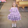 Girls' Fashionable Cute Solid-Color Stylish Children's Cake Dress Princess Dress Long-Sleeve Dress