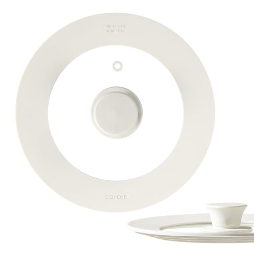 CAROTE Pot Lid, Frying Pan Cover for 16cm, 18cm, and 20cm Pans, Silicone Lid with Glass Lid, Heat Resistant up to 240C, Stylish and Cute, Space-Savin