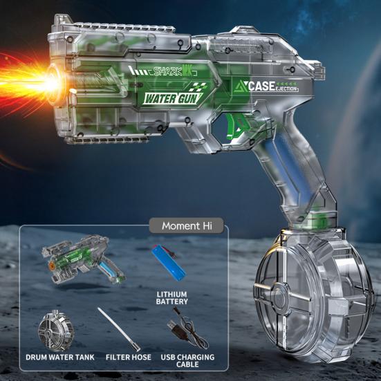 Rechargeable Electric Water Shooter with 800ml Tank & 32ft Range Full-Auto Splash Tot with LED Lights Effect Summer Outdoor Toy for Kids Teens Adults