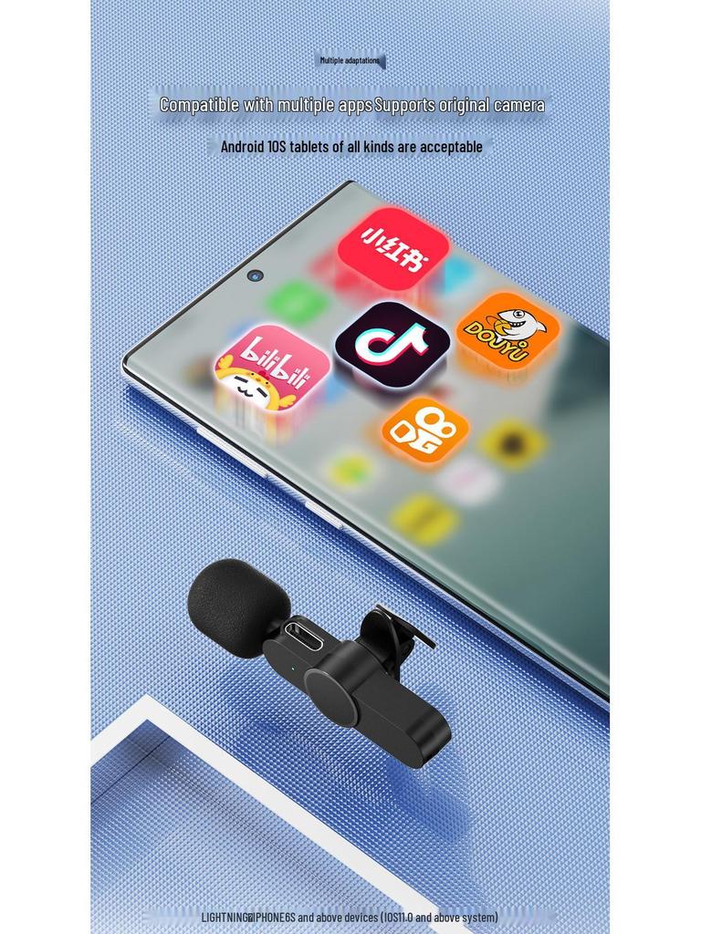 2,4G Drahtloses Ansteckmikrofon mit intelligenter Rauschunterdrückung für Live-Streaming, Kurzvideos und Tonaufnahmen