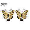 Backyard Butterfly Wall Accents 2Pcs Solar Lights Outdoor Metal Decor, IP65 Waterproof Sculpture Lights, Hanging Art for Garden Fence Patio Porch Yard