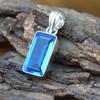 Emerald Cut Blue Quartz Gemstone 925 Sterling Silver Gift Pendant