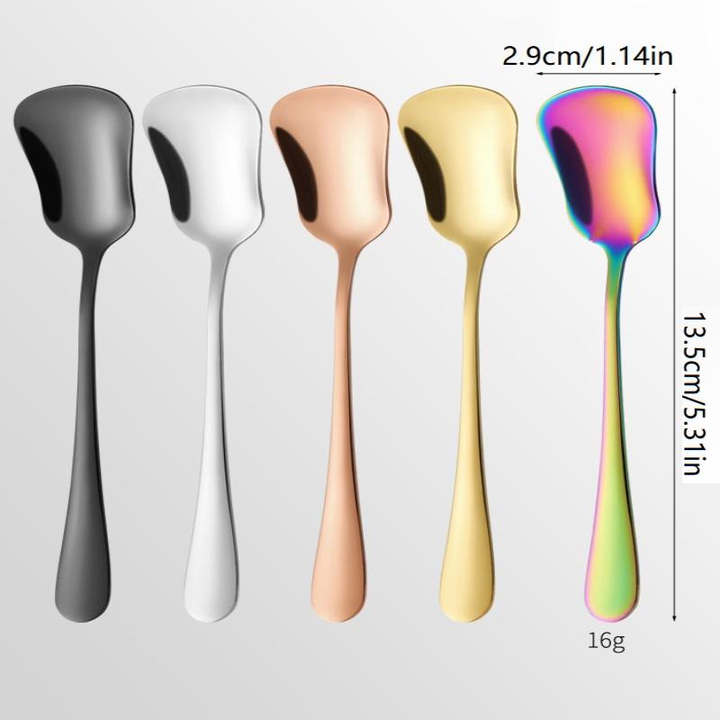 Dessert Spoon Stainless Steel Stirring Spoons, Gourd Shape for Cake Salad Luxury Tableware Gift