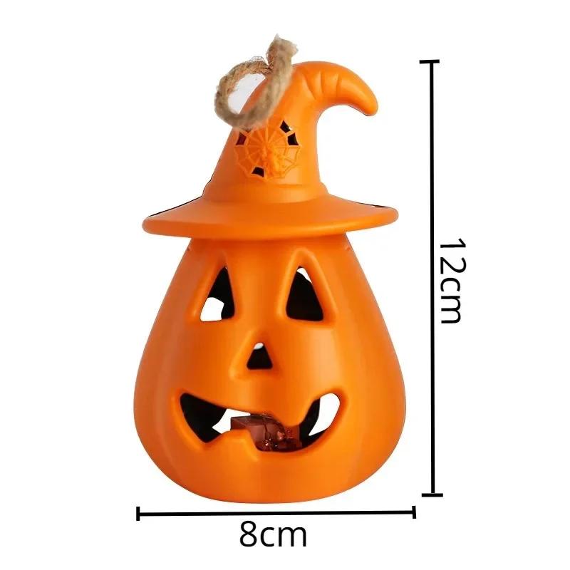 1× Halloween LED Pumpkin Lantern Witch Hat Hanging Light Skull Candle Lamp Night Light for Party Home Bar Scene Decoration Props