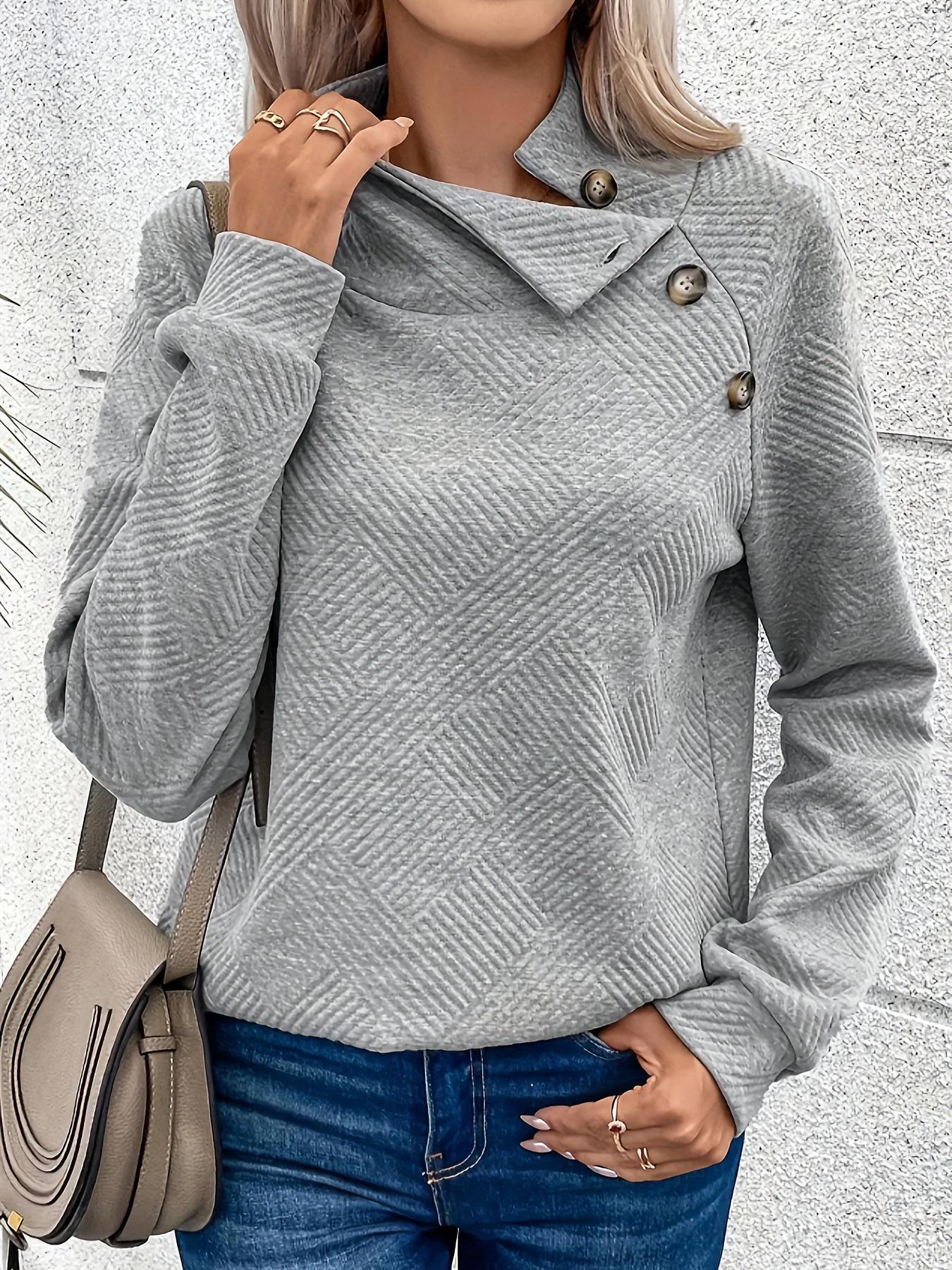

2026 European & American High Neck Long Sleeve Casual Sweatshirt for Fall/Winter S серый