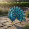 Metal Peacock Statue Weather-Resistant Avian Garden Sculpture