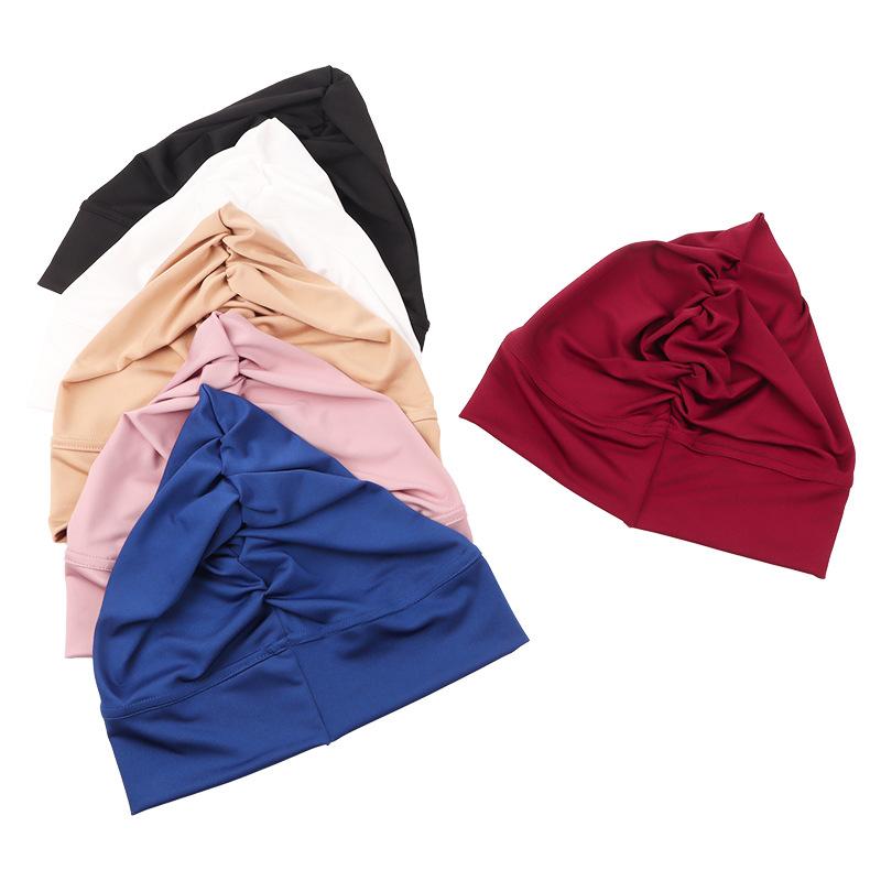 Women Turban Hat Stretchy Indian Headwear Cancer Chemo Cap Breathable Soft Headscarf For Muslim Women Nightcap Working Out