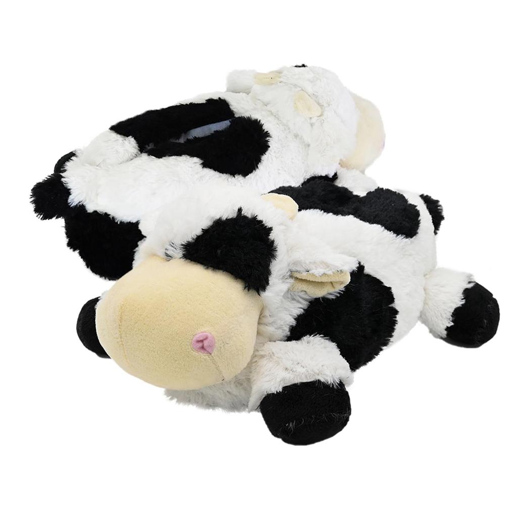 Onmygogo Fuzzy Plush Animal Slippers for Winter Indoor Slippers for Men and Women Sizes Adults, Warm, Comfortable, Non-Slip (Dairy Cow, 23-25cm)