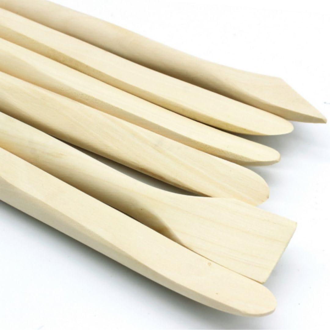Grandink Set Of 6 Wood Loop And Scraper Tools,Crafts Wooden Carving Pottery Tools Double Heads Pottery Clay Tools For Ce 8 коричневый