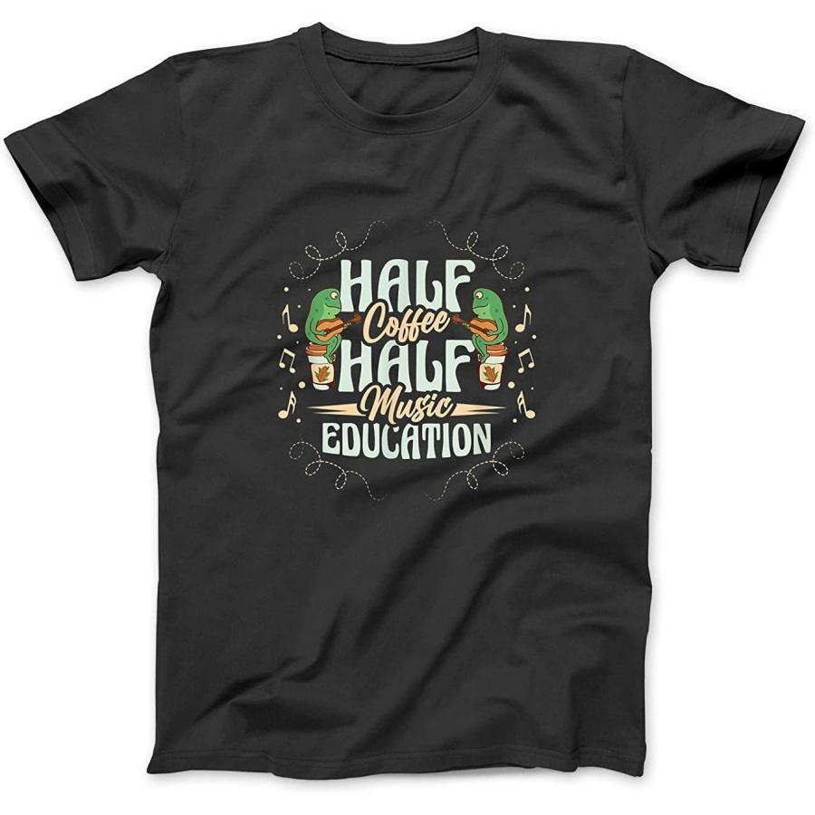 Funny Music Teacher Half Coffee Half Music Education T-Shirt Sweatshirt Hoodie Tanktop for Men Women Kids S