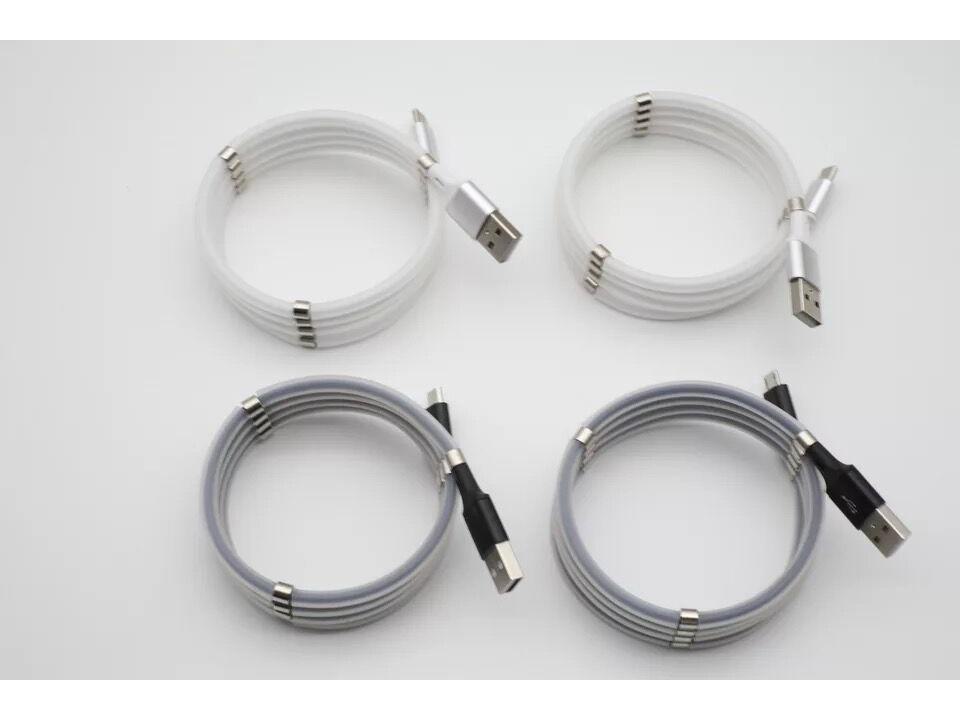 

Магнитный силиконовый кабель-веревка для быстрой зарядки устройств Apple, Type-C и Android Magnetic Absorption (Android) белый