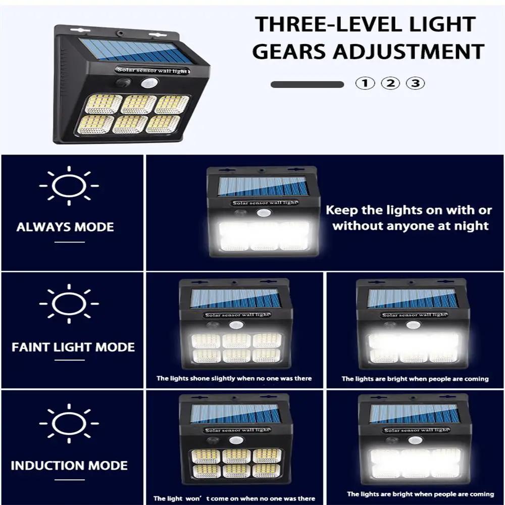 30/96/112LED Solar Light Outdoor Solar Wall Lamp Human Body Sensor 3 Modes Waterproof Garden Decor Street Light Sunlight Powered