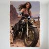 Sexy Frau Vintage Motorrad Wüstenabenteuer Blechschild - Retro Metallposter für Bar Zuhause Cafe Wanddekor, 8x12 Zoll