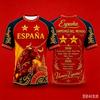 Men Two-Star Spain Commemorative Football Jersey Sports Tee