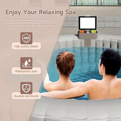 Hot Tub Table Hot Tub Tables For Outside Adjustable Spa Caddy With 2 Cup Holders For Bathtub Outdoor Inflatable Pool Wall