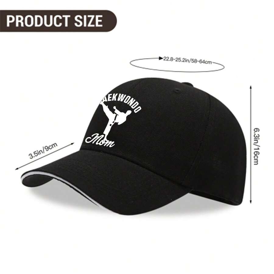 Taekwondo Mom Printed Adjustable Baseball Cap For Women Casual Breathable Sports Fan Hat