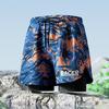 Printed Adult Men Swim Trunks 2 In 1 Quick Dry Double Layer Swim Shorts With Elastic Waist Slim Fit Trunks For Water Sports