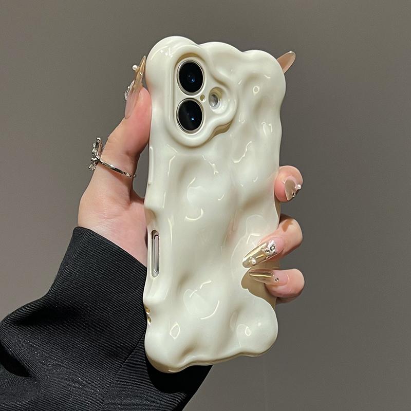 Ins  White 3D Wave Texture Phone Case For For Iphone 17 Air 16 1 13 14 12 11 Pro Max 16 Plus Soft Silicone Back Cover Cases