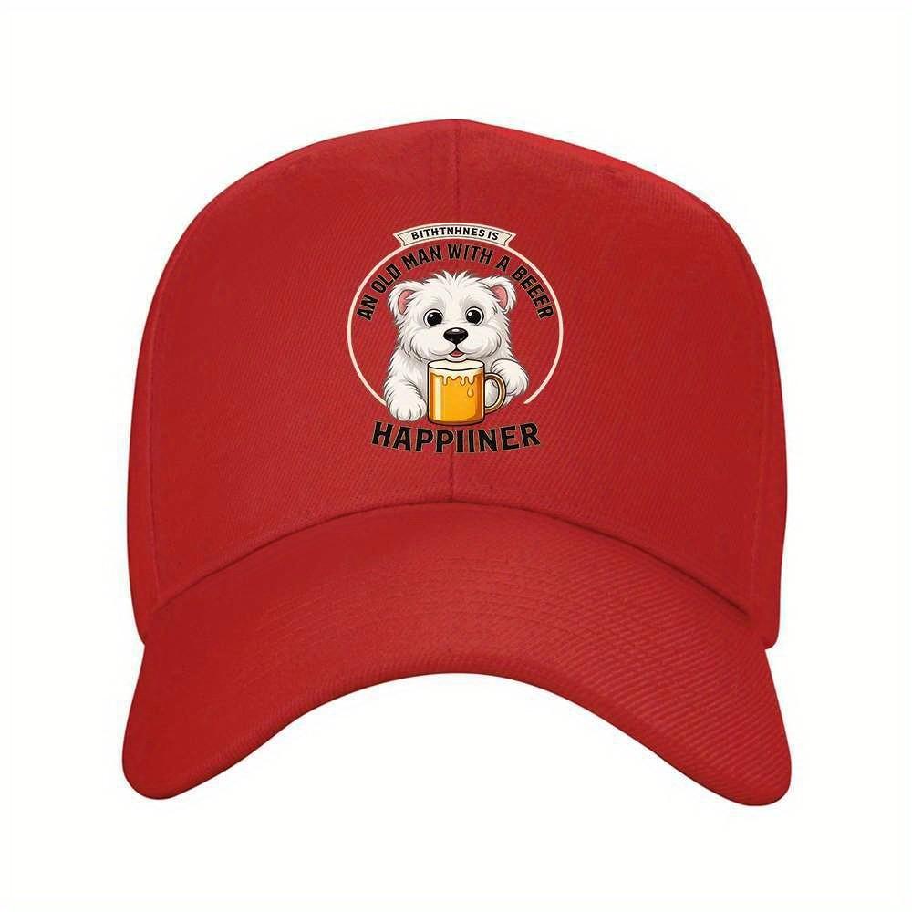Samoyed Beer Lover Baseball Cap Cute Dog Graphic Adjustable Outdoor Casual Hat One Size