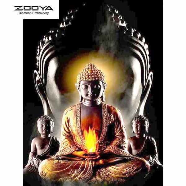 

ЗООЯ DIY 5D Круглая Алмазная картина Религиозная Будда Вышивка Крестом Ремесло Стежок Домашний декор