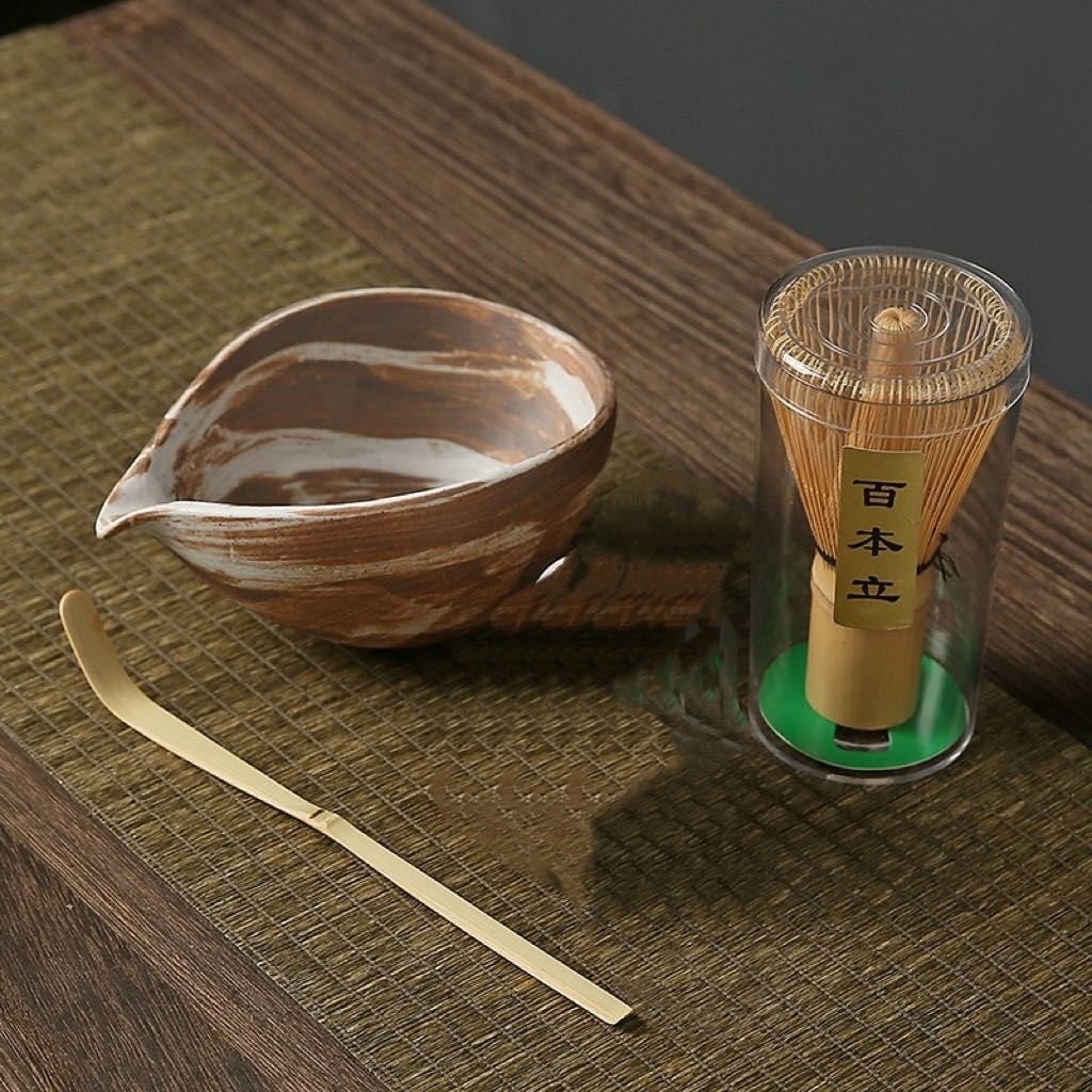 3/4pcs Handmade Home Easy Clean Matcha Tea Set Tool Stand Kit Bowl Whisk Scoop Gift Ceremony Traditional Japanese Accessories