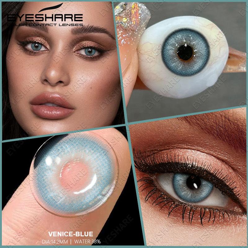 Eyeshare Colored Contact Lenses Blue Eye Makeup Contact Lenses Annual Comfort Green Colored Contact Lenses Gray Natural Colored Soft Lenses 1 Pair