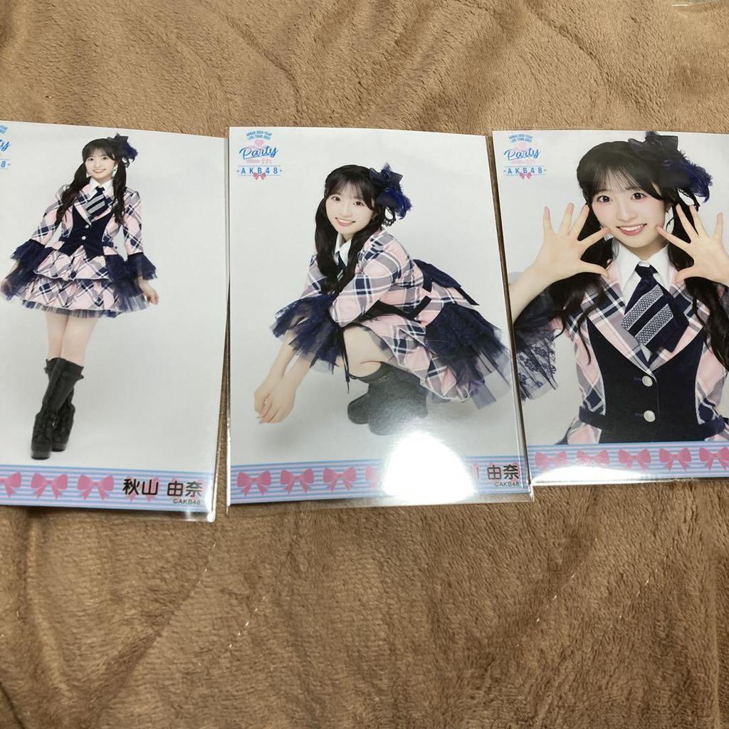 [USED] AKB48 Yuna Akiyama Raw Photo "PARTY HAS STARTED" Tour Venue Exclusive 3-Piece Set