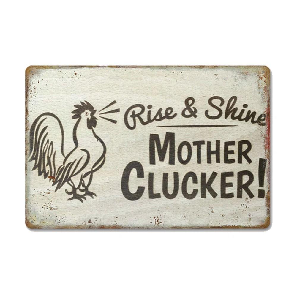 Funny Warning Chicken Sign, Indoor Outdoor Metal Plaque 20x30cm
