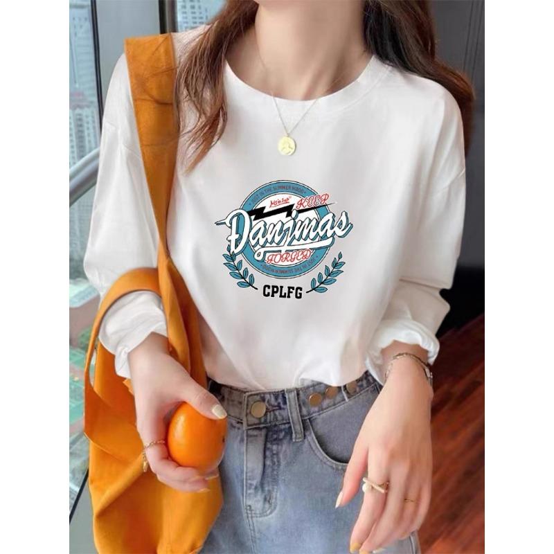 GMXIA Bluzki i koszule damskie na co dzień, jesień, zima, długi rękaw, okrągły dekolt