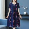 Plus Größe Sommer Frau Kleid Vintage Kurzarm Print Weibliche Lose Beiläufige Blumen Kleider