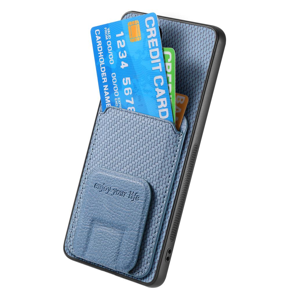 For Samsung Galaxy A36 5G Case Card Holder Carbon Fiber Texture Leather Coated TPU Phone Cover