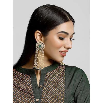 Lotus Design Kundan Dangler Earrings for Women