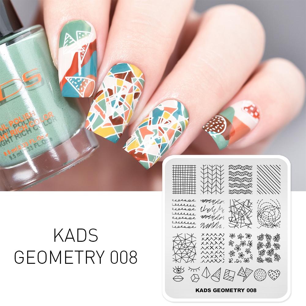 kads Geometry 3D Image Nail Stamping Plates Geometric Shape Nail Art Design Stamp Stencil Nails Tools Stamping Plate