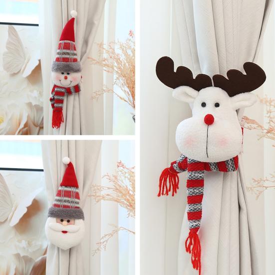 Yousheng Świąteczna Klamra do Zasłon 3D Mikołaj Bałwan Renifer Lalka Kreskówkowa Zapięcie do Zasłon do Salonu Domu Hotelu Dekoracja Okna