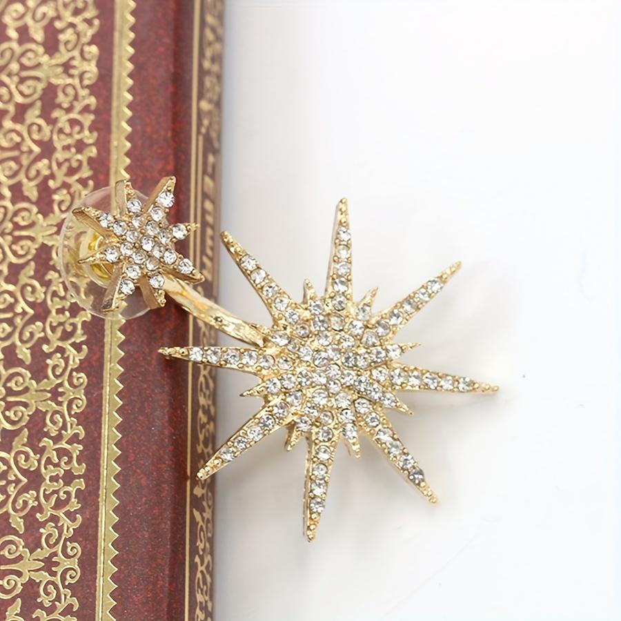 Single Fashion Diamond-Encrusted Back-Hanging Snowflake Earrings Guardian Accessories Hexagram Back-Hanging Pendant Earrings