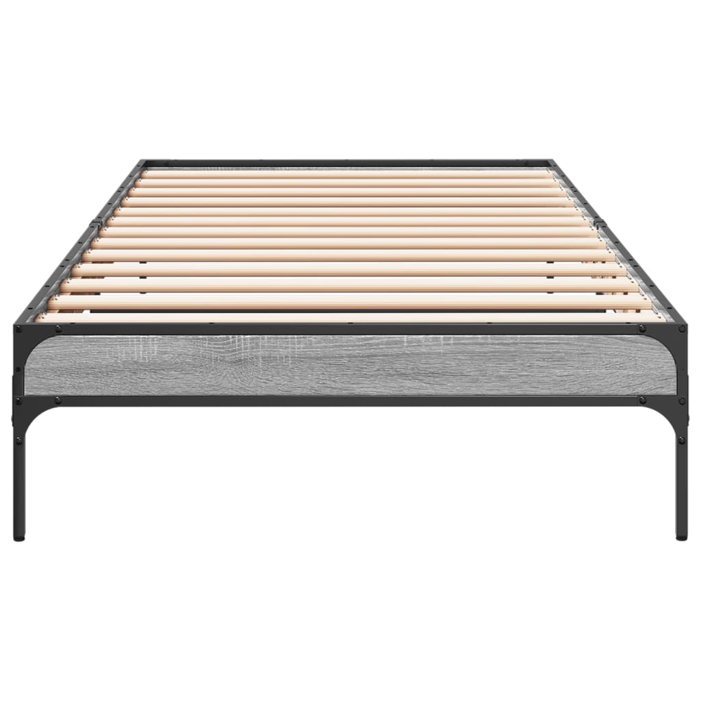 Bed Frame in Grey Sonoma 75 x 190 cm Made of Particleboard and Metal