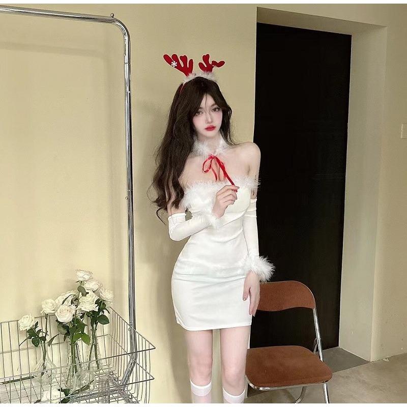 Pure Desire Style Sexy Christmas Clothing Dress Women's Autumn and Winter Suspender Skirt New Small Man Battle Coat Red Short Skirt