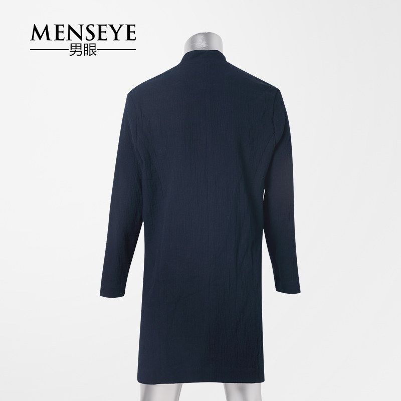 Menseye Menseye Long Cotton Chinese Fad Trench Coat