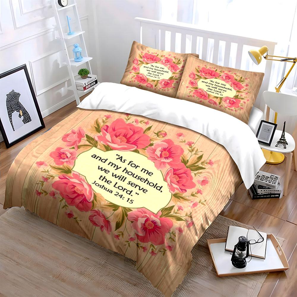 Floral Scripture Wall Art Set Kid'S And Adults' Bedroom Decor, Exquisite Three-Piece Bedding Set Gift