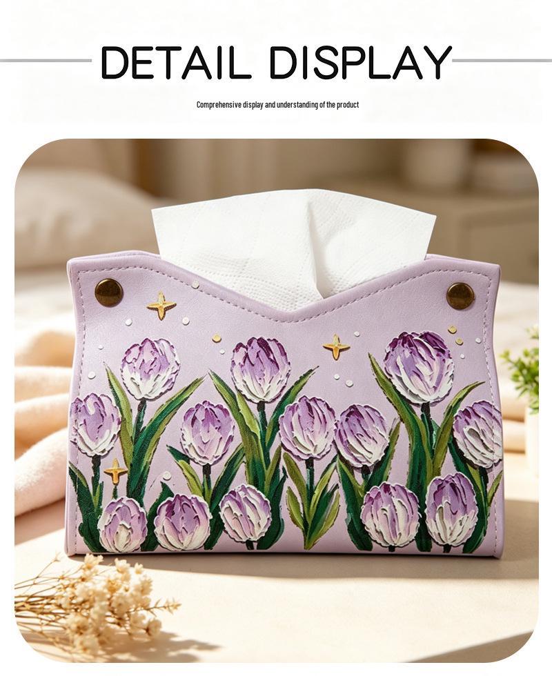 Purple Tulip Luxury Tissue Box for Home and Office