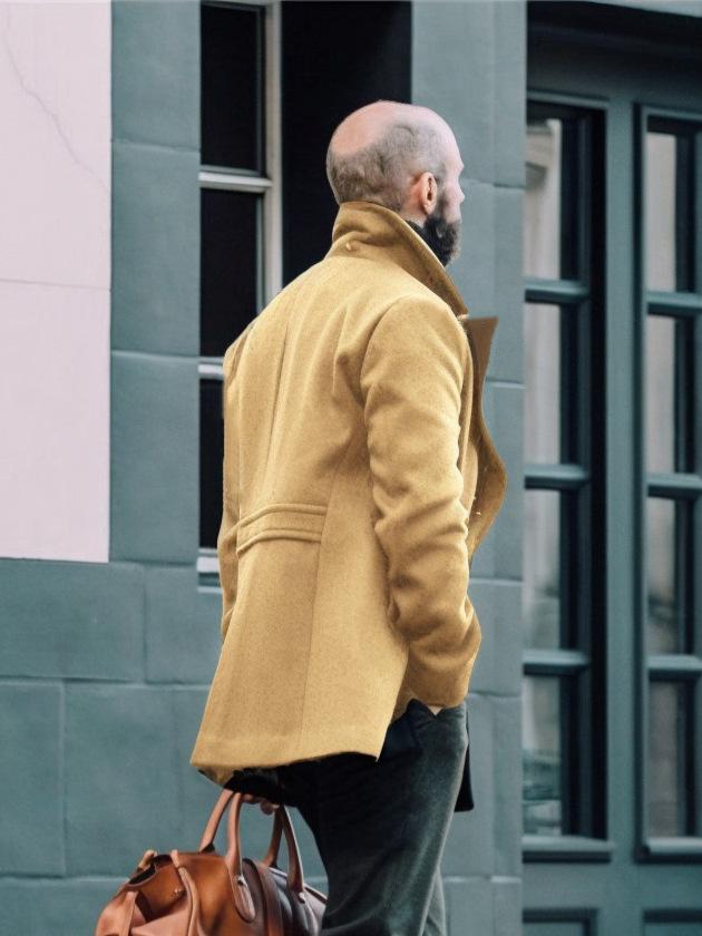 High-Quality Men's British Style Mid-Length Wool Coat - Autumn/Winter