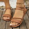 Modische, lässige, flache Sandalen für Damen in Übergröße, Damenschuhe im neuen Stil, geflochtenes Fußgummiband, römische Strandschuhe