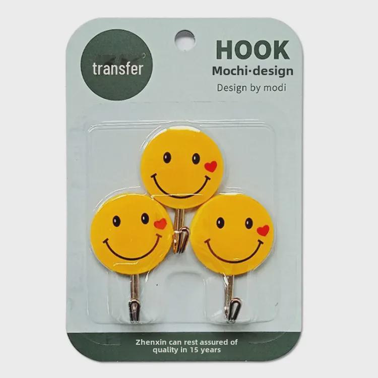 Zhenxin 9806 Cartoon Smiley Sticky Wall Hook, 3-Pack - Creative Plastic Clothes Hangers