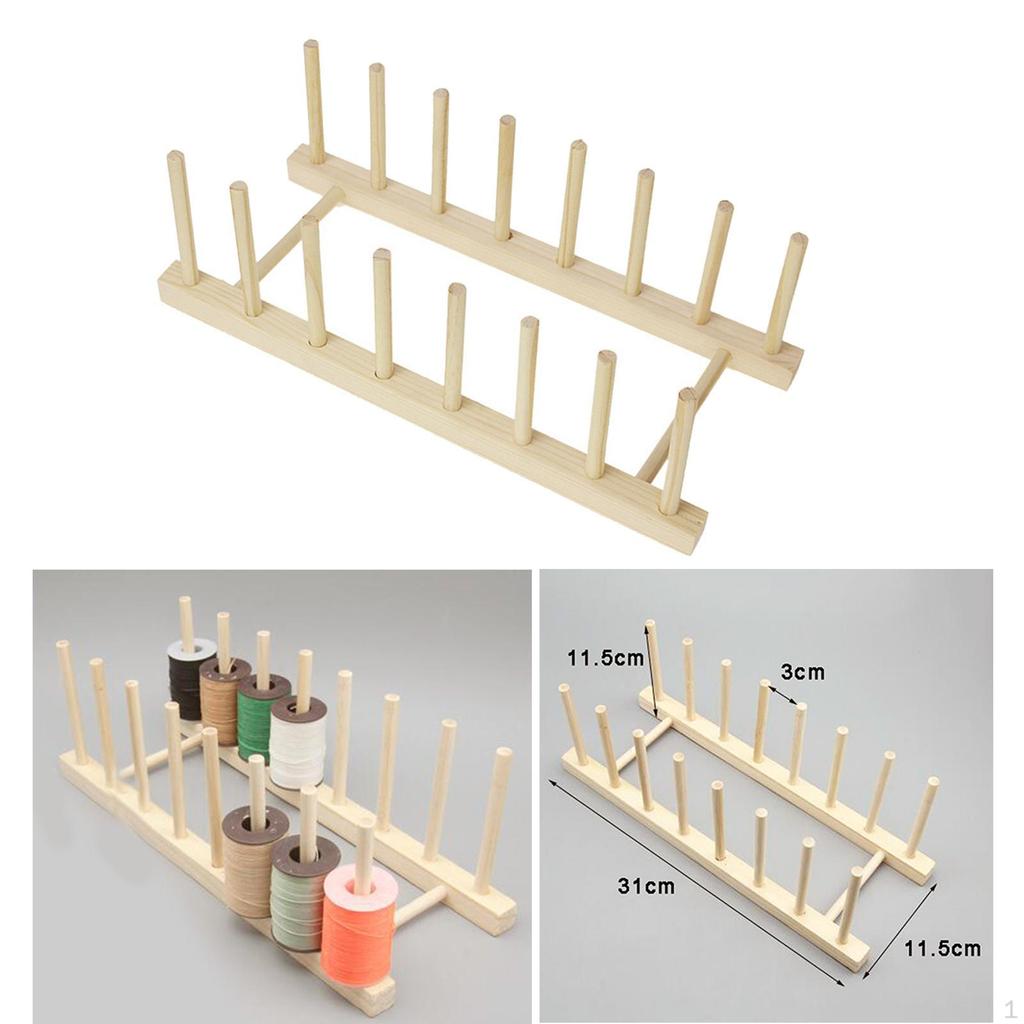Wooden 8/16 Peg Spool Holder Sewing Thread /Storage Stand