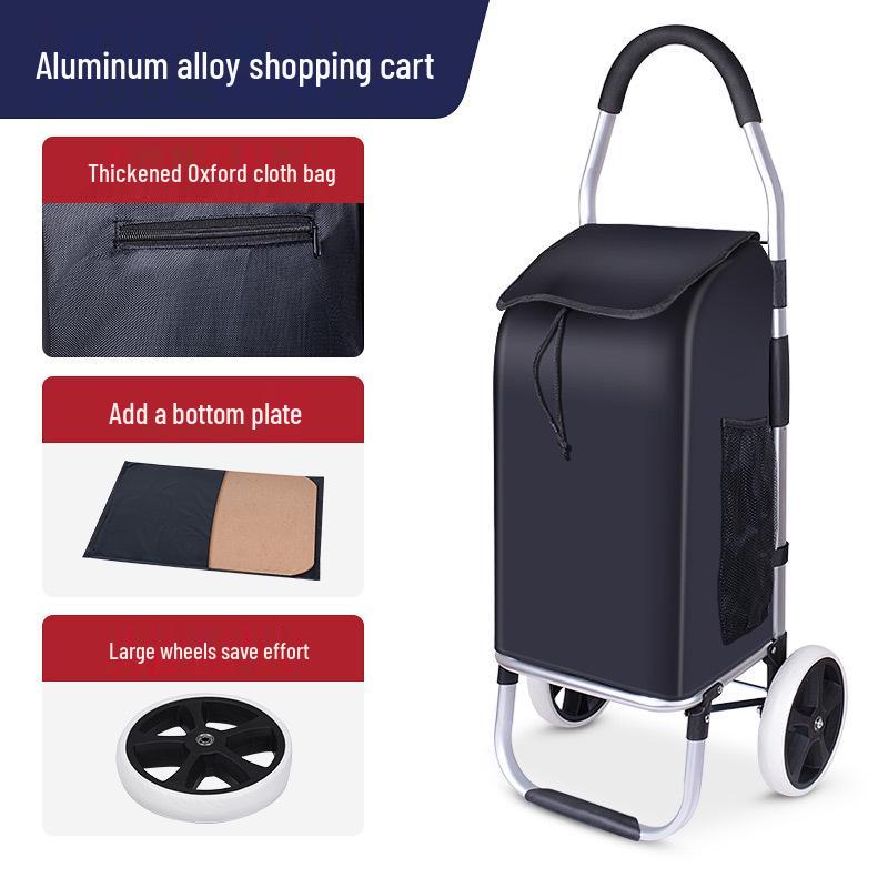 Aluminium Klapp-Handwagen mit leisen großen Rädern und Tasche für den Einkauf von Senioren