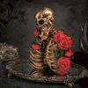 Gothic Skeleton Ornament Hugging Couple Figurine, Rose Skull Resin Retro Sculpture, Vintage Decoration, Romantic Halloween Party Supplies