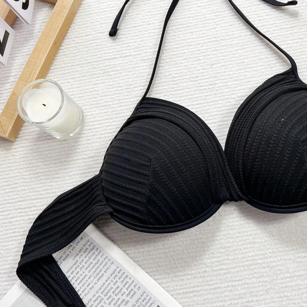 Outer Single Swimsuit Solid Color Sexy Bikini Women'S Split Swimsuit With Steel Tray Bikini D533R
