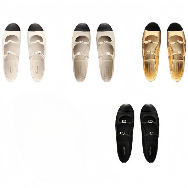 One-piece Shoes, Women's Round-toed Rhinestone Flat Single Leather Shoes